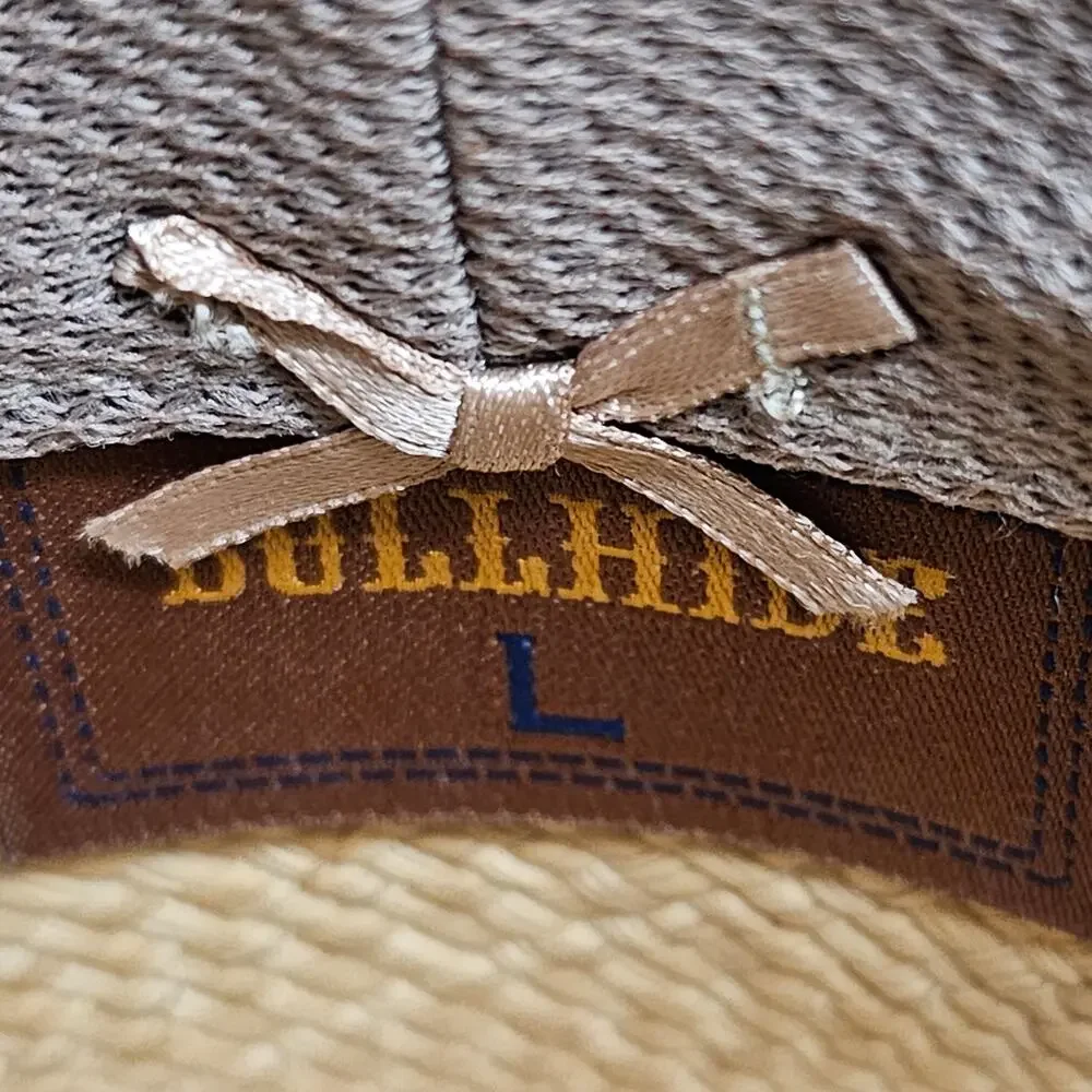 Bullhide Dundee Shapeable Straw Cowboy Hat Sz L Leather Band Barrel Bead Western